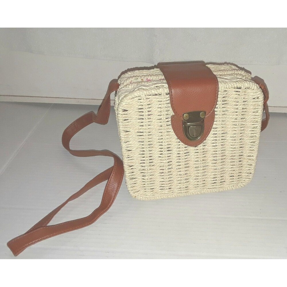 Women Woven Tote Shoulder Bag Summer Casual Travel Handbag